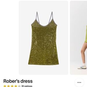 Olive Green Sequin Slip Dress